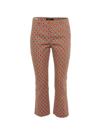 Pre-owned Weekend Max Mara Geometric-print Cropped Trousers In Orange