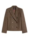 Weekend Max Mara Houndstooth Double-breasted Jacket In Gold