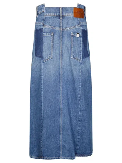 Weekend Max Mara Gesso Front Slit Denim Skirt In Medio Used