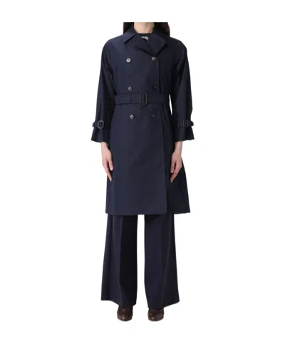 Weekend Max Mara Ghia Belted Gabardine Trench Coat In Blue
