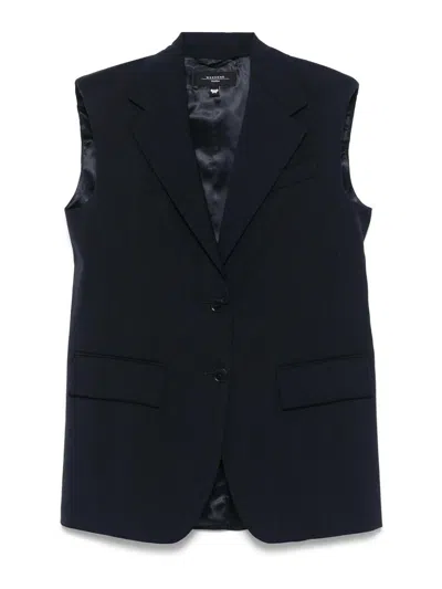 WEEKEND MAX MARA GILET IN STRETCH WOOL CANVAS