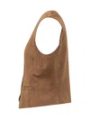 Weekend Max Mara Gilet With Button-front And Pockets In Tan
