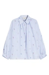 Weekend Max Mara Gilly Stripe Embroidered Button-up Shirt In Light Blue