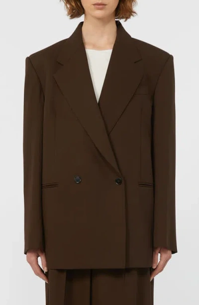 Weekend Max Mara Ginseng Double Breasted Virgin Wool Blazer In Brown