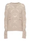 Weekend Max Mara Virgin Wool-blend Open-knit Sweater In White