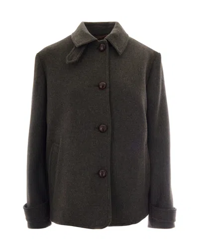 Weekend Max Mara Giubbino Lana Verde Salvia In Gray