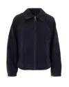 Weekend Max Mara Suede Goat Leather Jacket In Blue