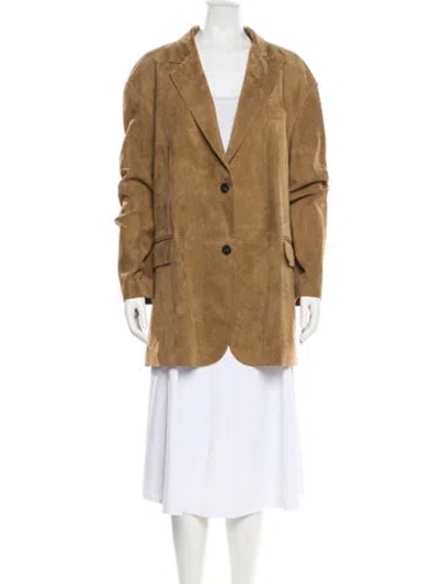 Pre-owned Weekend Max Mara Goat Leather Coat In Brown
