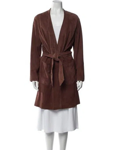 Pre-owned Weekend Max Mara Goat Leather Coat In Brown