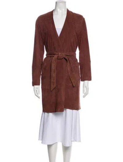 Pre-owned Weekend Max Mara Goat Leather Coat In Neutral