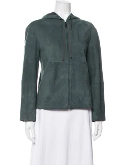Pre-owned Weekend Max Mara Goat Leather Jacket In Green