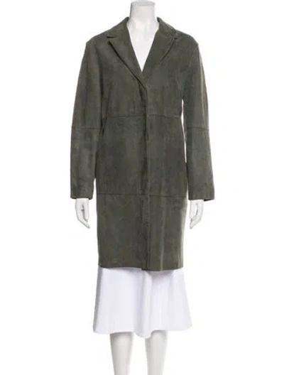 Pre-owned Weekend Max Mara Goat Leather Peacoat In Green