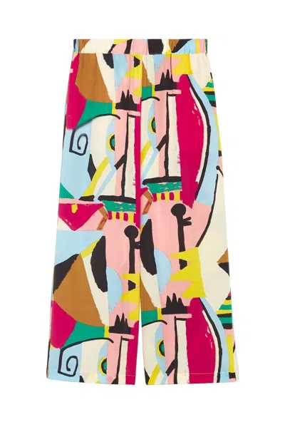 WEEKEND MAX MARA GRADARA PRINT SILK TROUSERS
