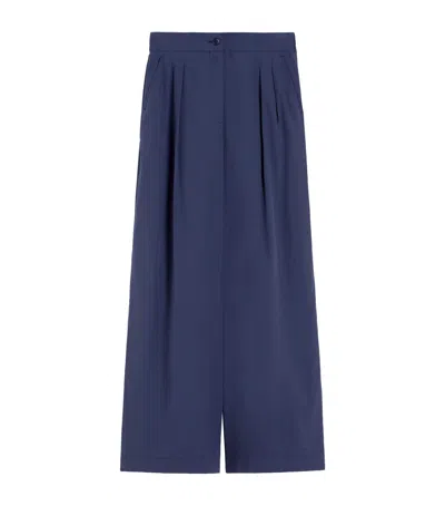 Weekend Max Mara Grain De Poudre Pleated Trousers In Blue