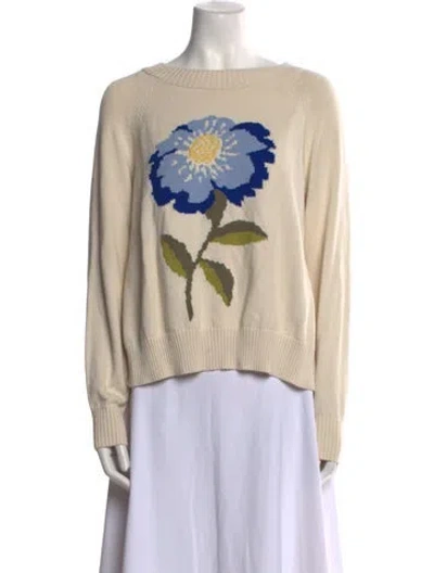 Pre-owned Weekend Max Mara Graphic Print Bateau Neckline Sweater In Neutral
