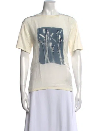 Pre-owned Weekend Max Mara Graphic Print Bateau Neckline T-shirt In White