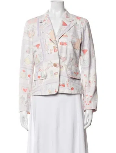 Pre-owned Weekend Max Mara Graphic Print Blazer In White