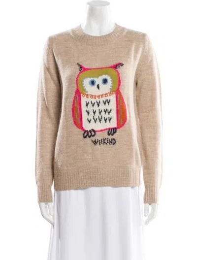 Pre-owned Weekend Max Mara Graphic Print Crew Neck Sweater In Neutral