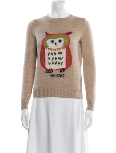 Pre-owned Weekend Max Mara Graphic Print Crew Neck Sweater In Neutral