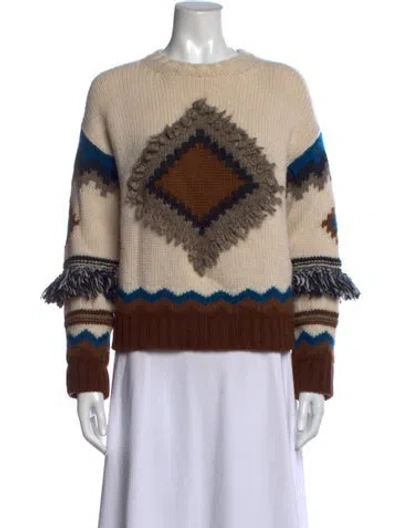 Pre-owned Weekend Max Mara Graphic Print Crew Neck Sweater In Neutrals