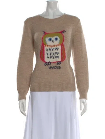 Pre-owned Weekend Max Mara Graphic Print Crew Neck Sweater In Neutrals