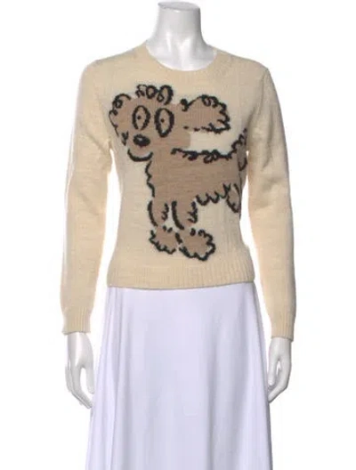 Pre-owned Weekend Max Mara Graphic Print Crew Neck Sweater In Neutrals