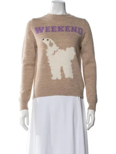 Pre-owned Weekend Max Mara Graphic Print Crew Neck Sweater In Neutrals