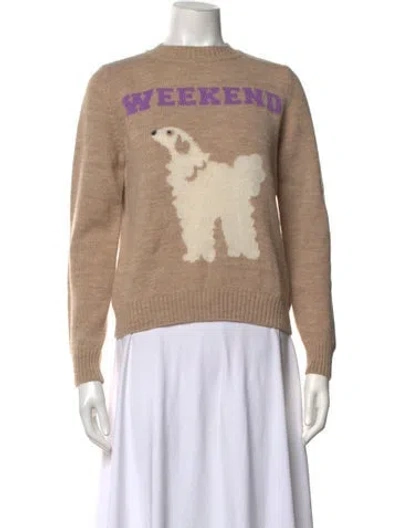 Pre-owned Weekend Max Mara Graphic Print Crew Neck Sweater In Neutrals
