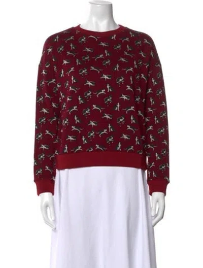 Pre-owned Weekend Max Mara Graphic Print Crew Neck Sweatshirt In Red