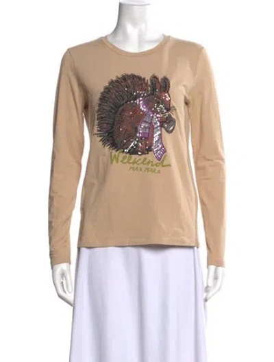 Pre-owned Weekend Max Mara Graphic Print Crew Neck T-shirt In Neutrals