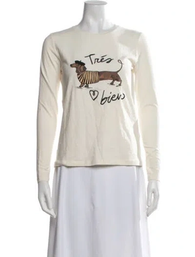 Pre-owned Weekend Max Mara Graphic Print Crew Neck T-shirt W/ Tags In Neutrals