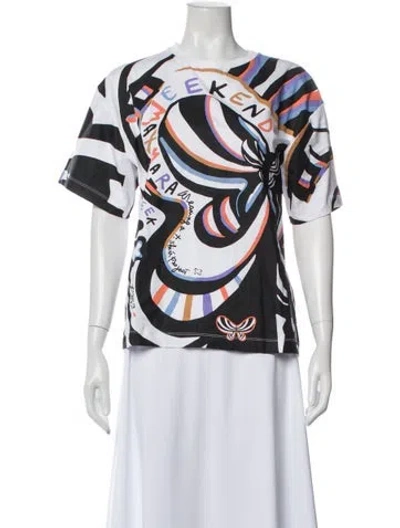 Pre-owned Weekend Max Mara Graphic Print Crew Neck T-shirt In White