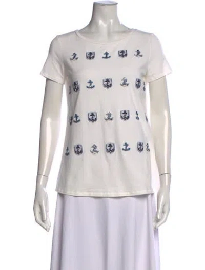 Pre-owned Weekend Max Mara Graphic Print Crew Neck T-shirt In White
