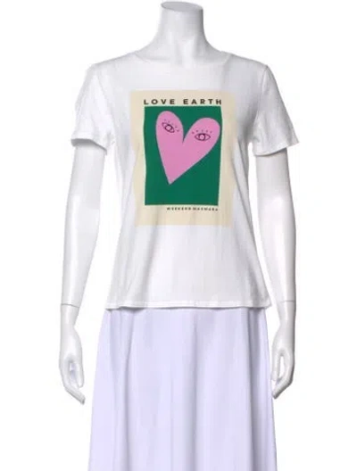 Pre-owned Weekend Max Mara Graphic Print Crew Neck T-shirt In White