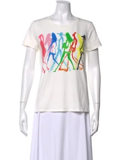 Pre-owned Weekend Max Mara Graphic Print Crew Neck T-shirt In White