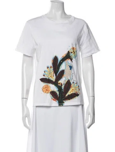 Pre-owned Weekend Max Mara Graphic Print Crew Neck T-shirt In White