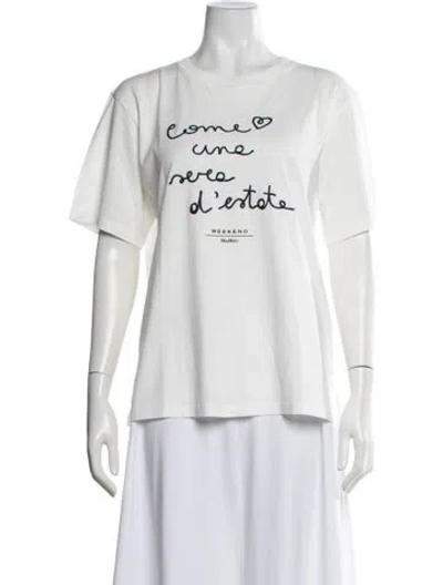 Pre-owned Weekend Max Mara Graphic Print Crew Neck T-shirt In White
