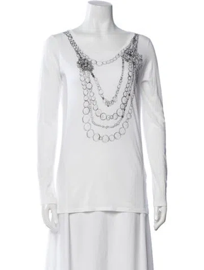 Pre-owned Weekend Max Mara Graphic Print Crew Neck T-shirt In White