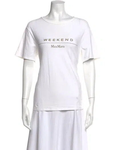 Pre-owned Weekend Max Mara Graphic Print Crew Neck T-shirt In White