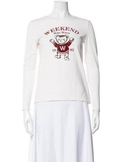 Pre-owned Weekend Max Mara Graphic Print Crew Neck T-shirt In White