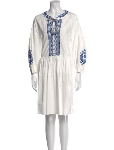 Pre-owned Weekend Max Mara Graphic Print Knee-length Dress In White