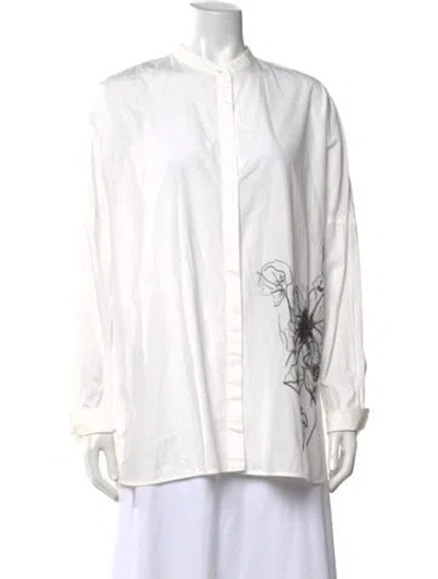 Pre-owned Weekend Max Mara Graphic Print Long Sleeve Blouse In Neutrals