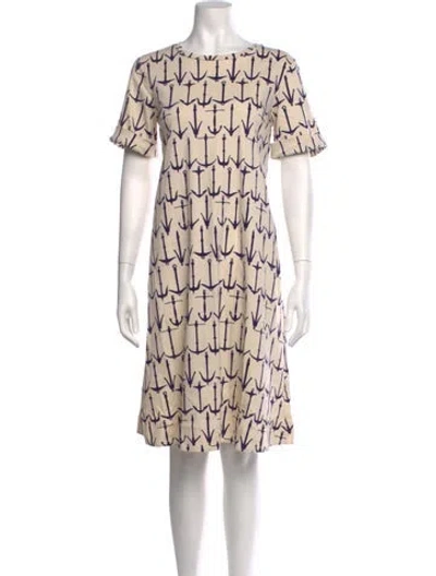 Pre-owned Weekend Max Mara Graphic Print Midi Length Dress In Neutrals
