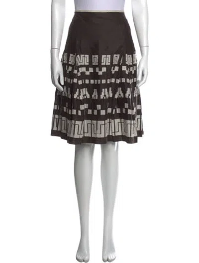 Pre-owned Weekend Max Mara Graphic Print Midi Length Skirt In Brown