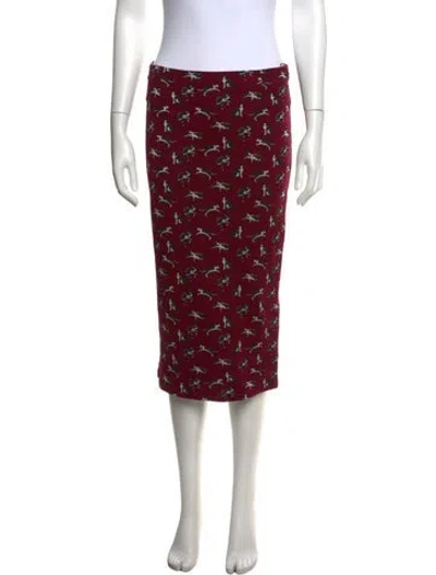Pre-owned Weekend Max Mara Graphic Print Midi Length Skirt In Burgundy