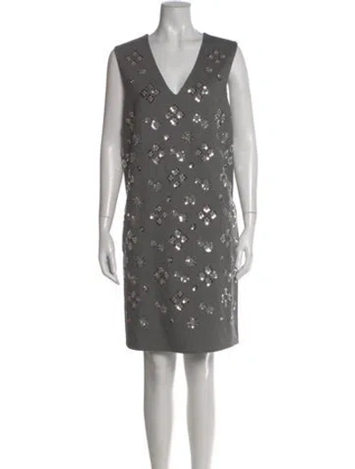 Pre-owned Weekend Max Mara Graphic Print Mini Dress In Gray