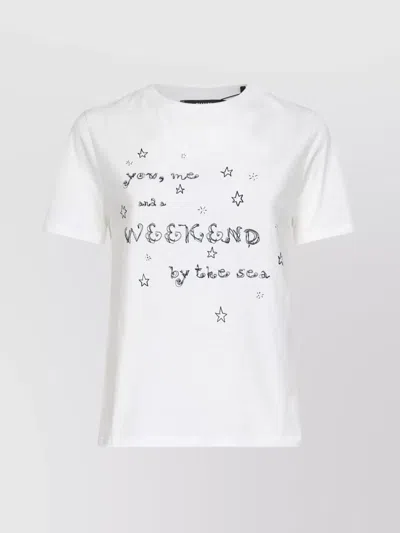 Weekend Max Mara Graphic Print Round Neck Short Sleeves In White