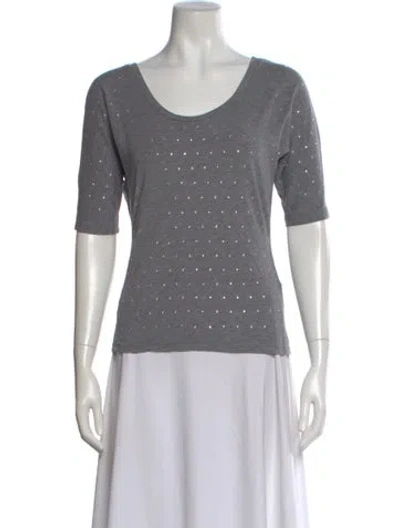 Pre-owned Weekend Max Mara Graphic Print Scoop Neck Top In Gray