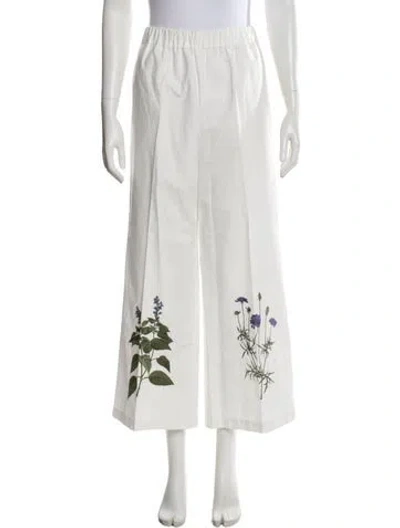Pre-owned Weekend Max Mara Graphic Print Wide Leg Pants In White