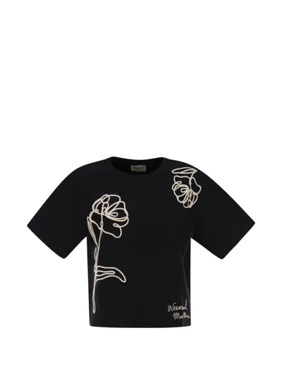 Weekend Max Mara Floral Pattern T-shirt In Black